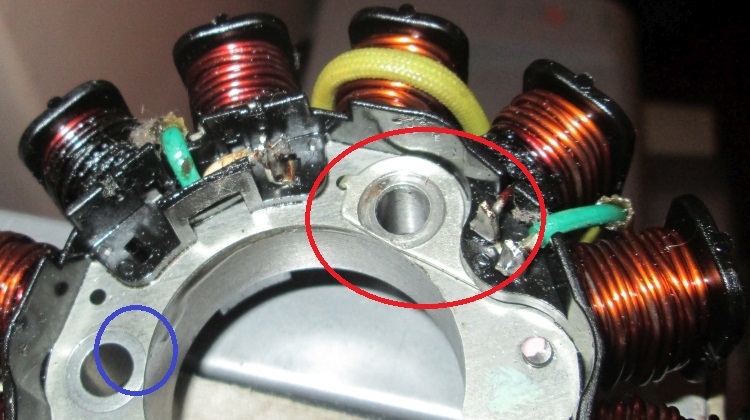 CBF 125 stator with markings to show connections