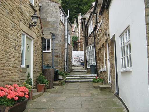 Narrow streets and tiny cottages in Runswick Bay