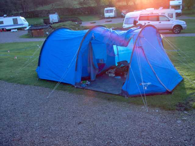 Our tent in the cold evening air