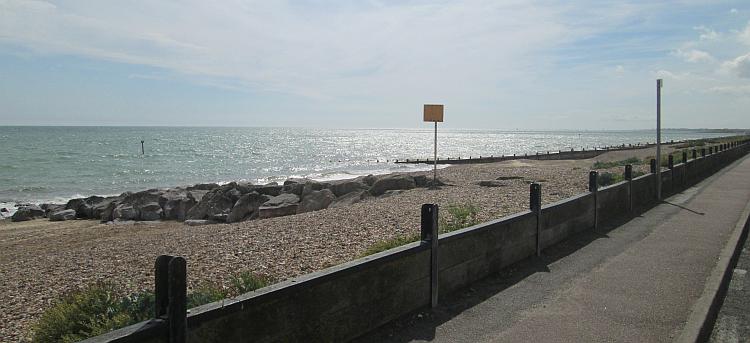 The sea and the gravelly beach at Ferring on the south coast