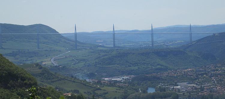 The vast Millau bridge stretches across a whole valley for miles