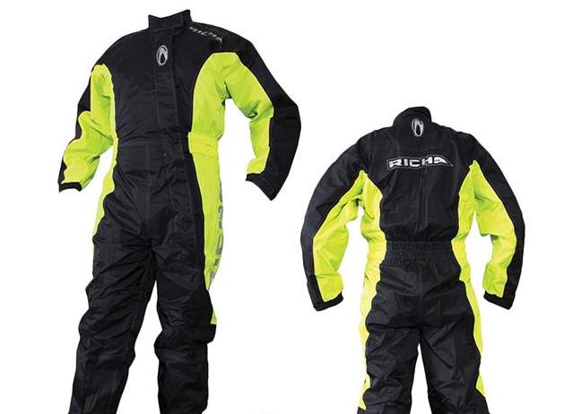The Richa Typhoon, a one piece oversuit with long zips and velcro
