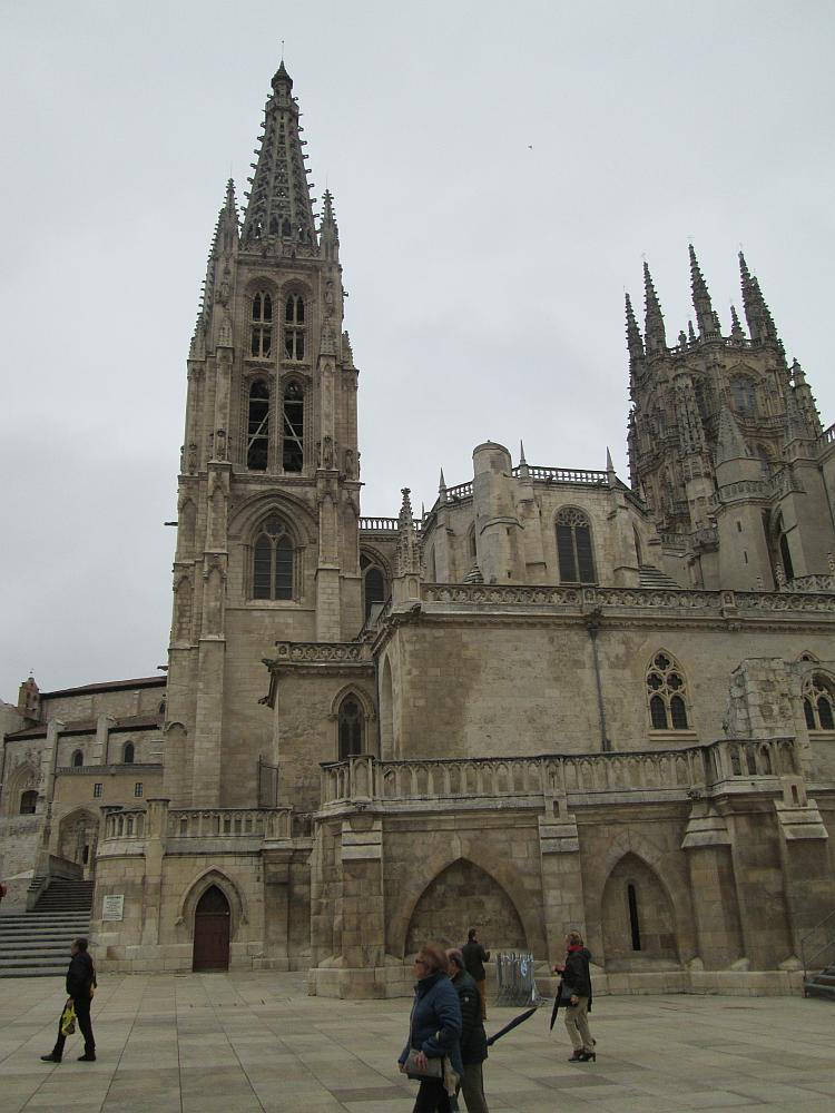 Ornate spires, doors and colonnades at Burgos cathedral