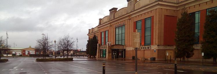 The Debenhams shop at the Trafford Centre, and the car park is empty