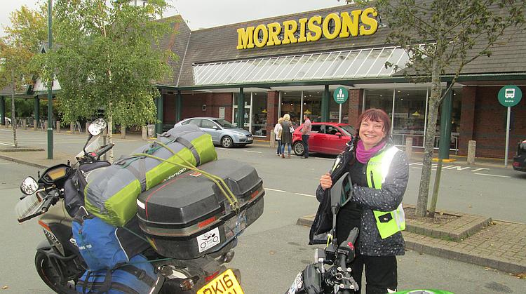 Sharon is smiling this time as they stop at Morrisons for a bite to eat and a rest