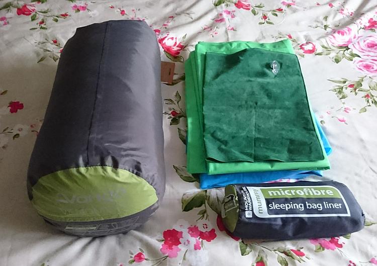 The new small sleeping bag 2 lilos and a tiny sleeping bag liner
