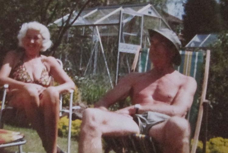 2 elder people enjoying the sun. Ren's real Grandparents