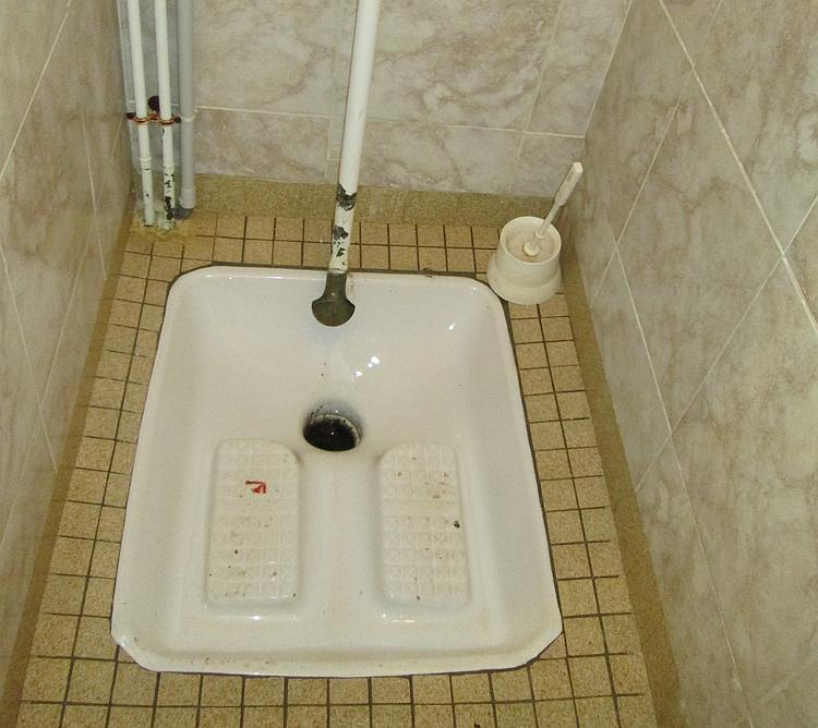 A stand up or squat toilet in France