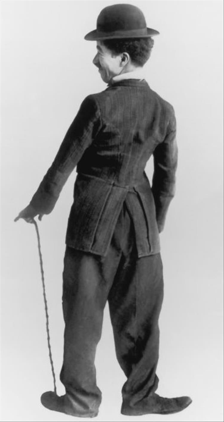 Charlie Chaplin seen from the rear