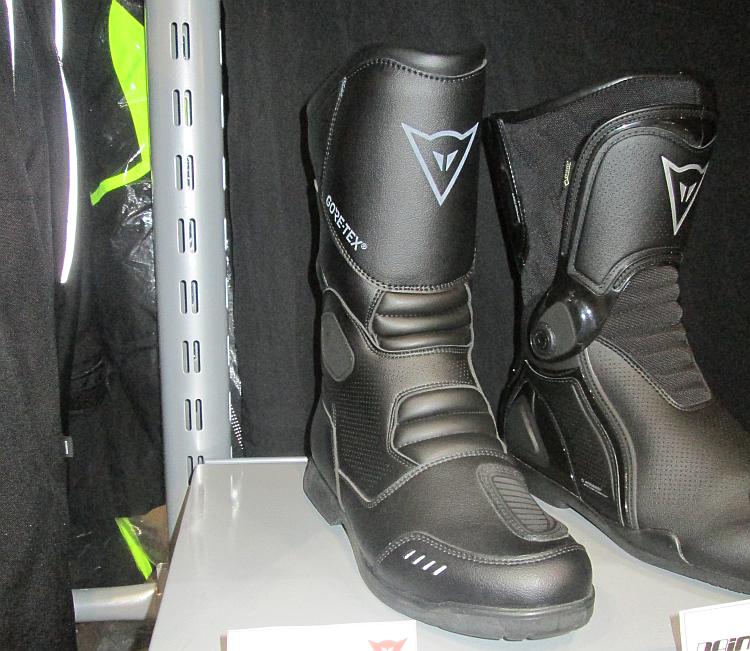 A pair of mid length motorcycle boots by Dainese with Goretex liners