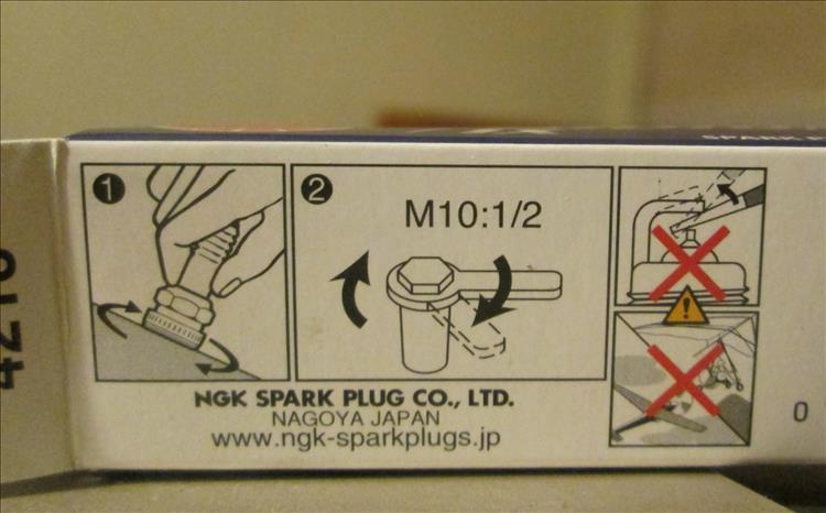 The guide on the box from the spark plug