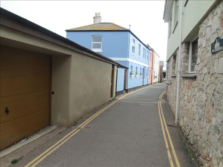 Odd houses and a narrow street in Shaldon