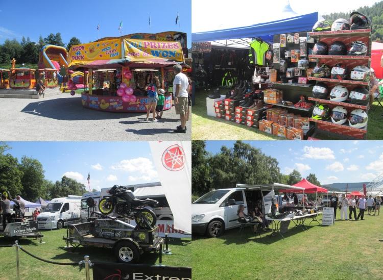 A collage of images of the stalls at the bike fest