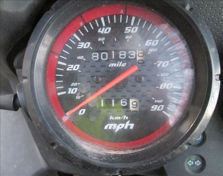 The speedometer clock on the CBF125 is showing over 80,000 milles on the counter