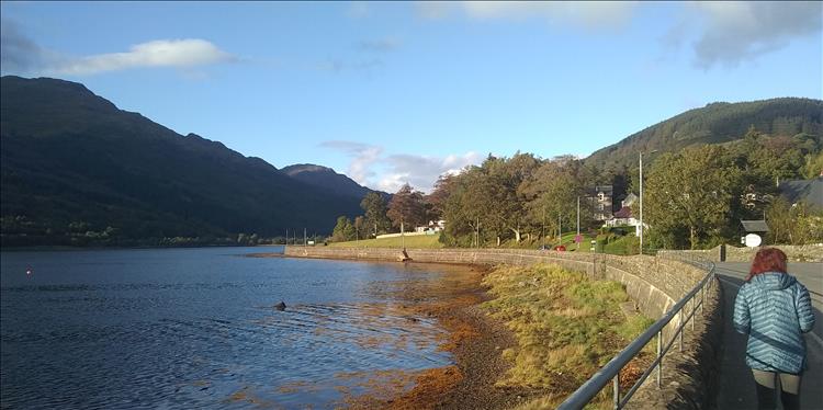 The loch butts to the road and then the small pretty town of Arrochar