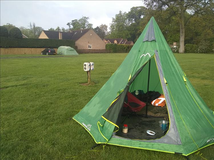 The TeePee tent with the camping kit and bike kit inside