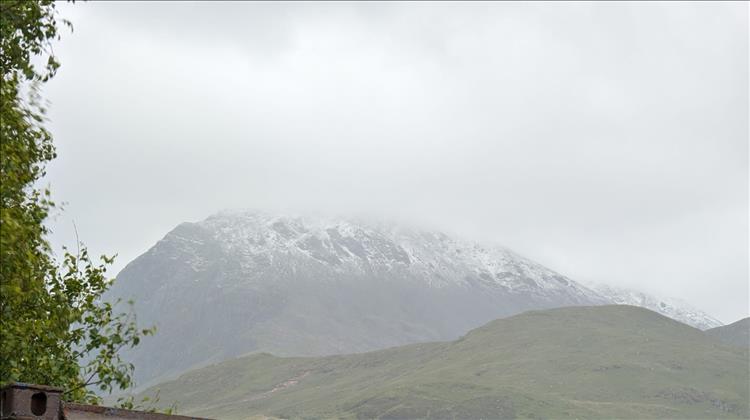 Ben Nevis is now covered in snow and shrouded in mist