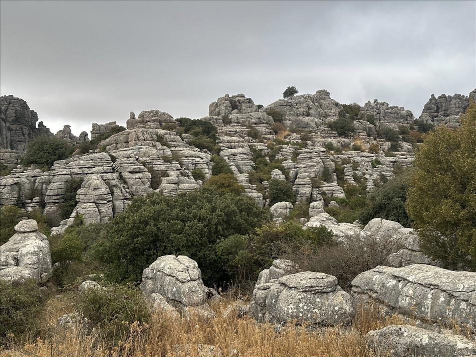 Another view of the stacked formations of the white stone