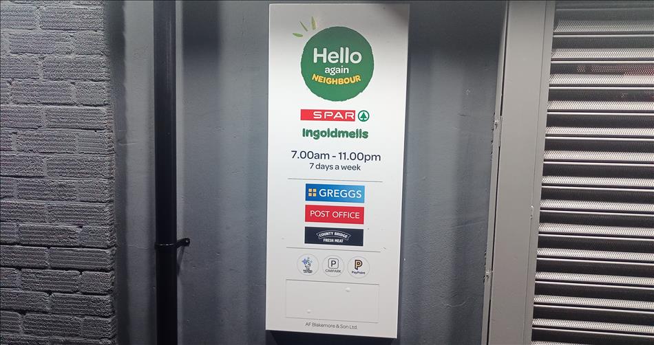 The spar shop sign gleefull declares open 7 till 11 7 days a week, but the shutters are down