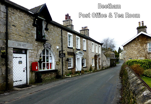 quaint old post office and tea shop on narrow lane in beetham