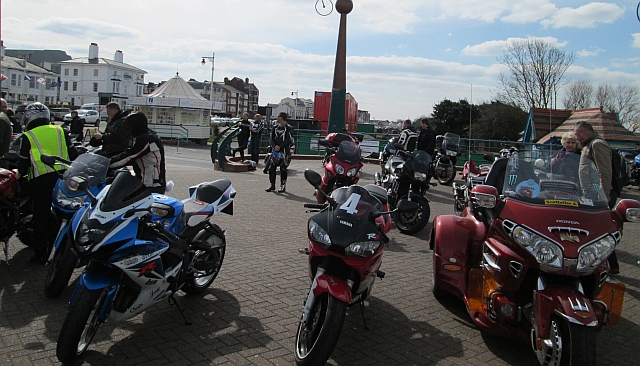 motorcycles on the space next to the carousel at southport