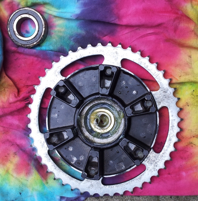 fazer sprocket, carrier and bearing covered in grease