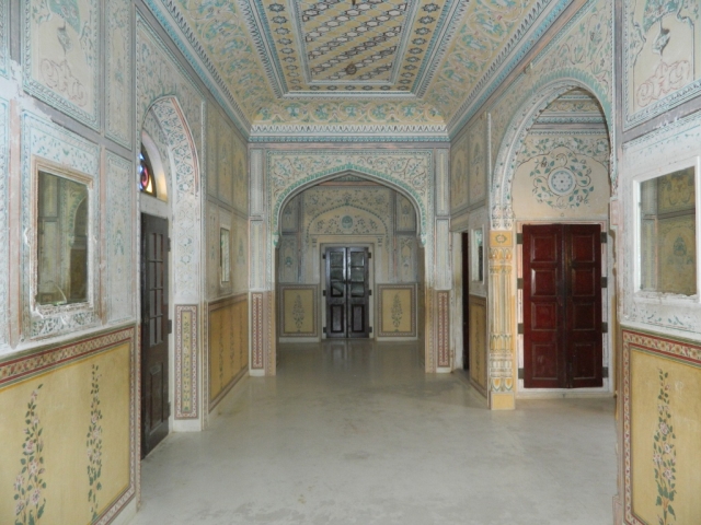 crisp sharp tessalated hallway in an indian palace