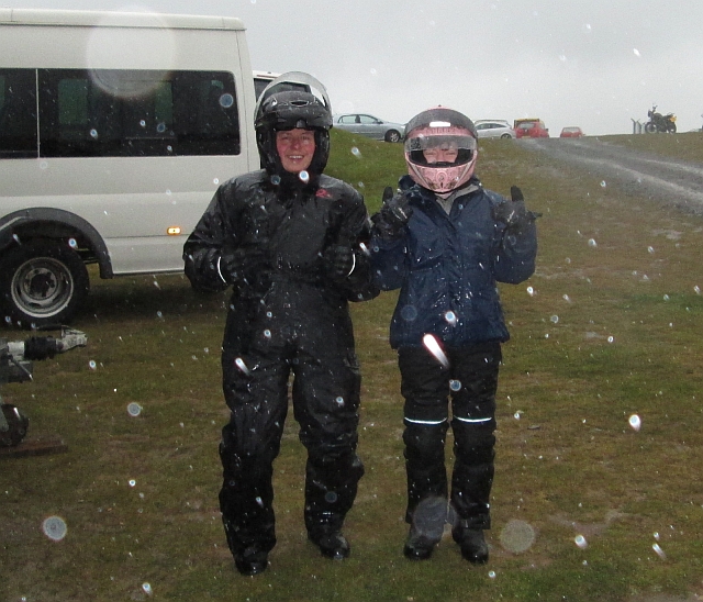the gf and sl in the pouring rain stood in a field at the thundersprint 2013