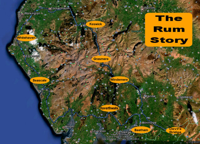 route map showing cumbria for Tom's ride out