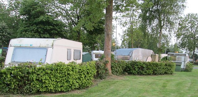 old, patched and run down caravans at the camping municipal