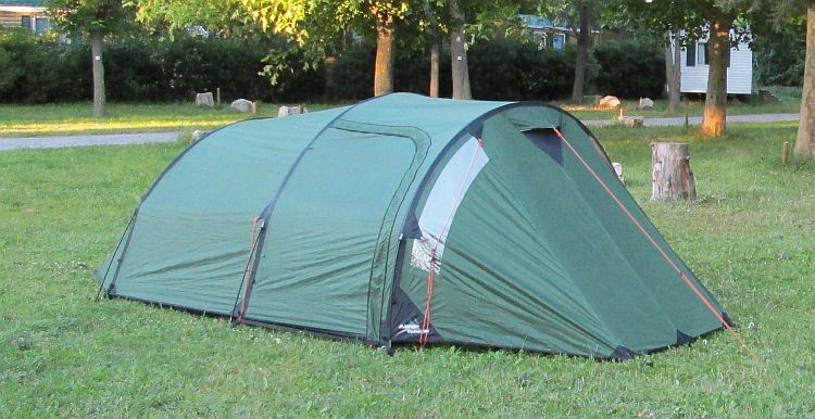 the vango equinox 350 tent pitched on a campsite in france