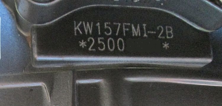 A close up of the engine numbers on Sharon's RKS 125