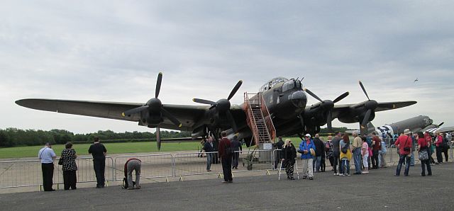 the large Lancaster bomber with stairs to allow people to look inside
