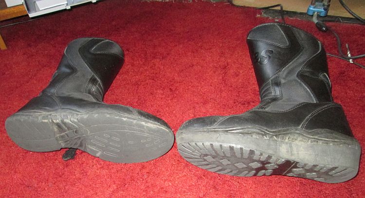 the soles of ren's boots, one with a new sole stuck on