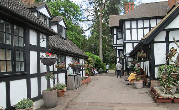 Old half timbered buildings at the Hare krishna temple