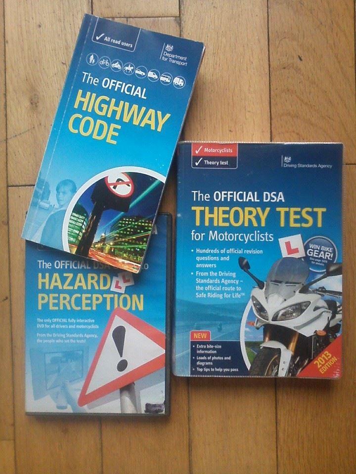 the highway code and official dvla books for preparing for the theory test