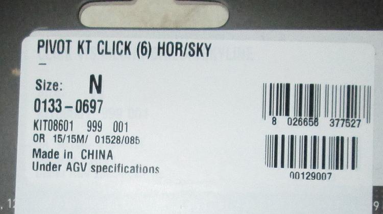 The label on the packaging for the pack of pivot clicks