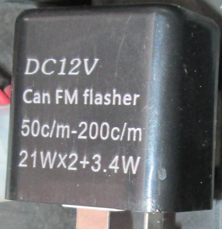 the indicator flasher unit showing the wattages
