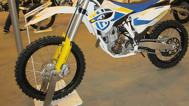The upside down forks on a motorcrosser with protection