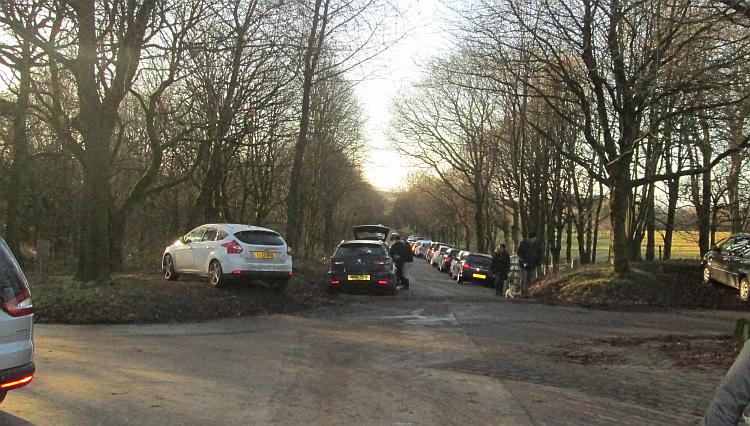 The newly tarmac lane at rivington already filled with parked cars