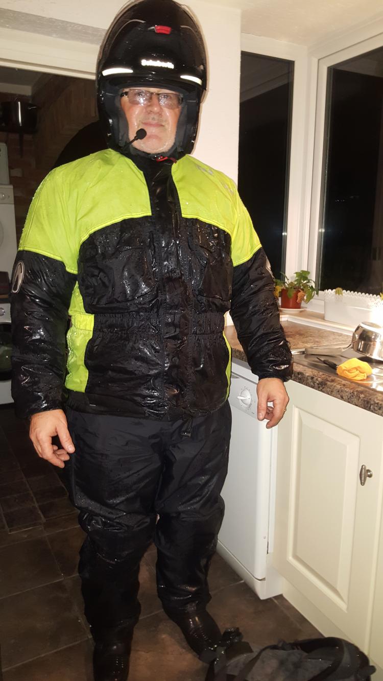 Pete ready to ride in the very worst of weather