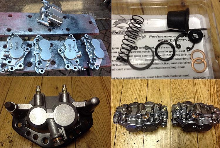 A montage of the brakes looking shiny, new and clean