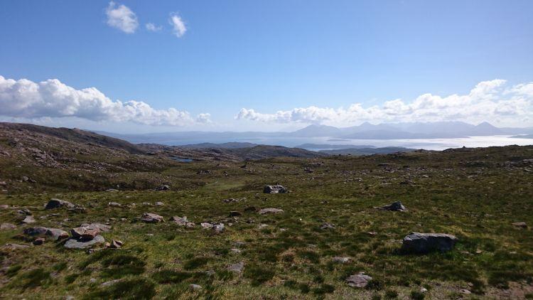 Skies, Lochs, the sea, island and mountains all seen from the top of the Applecross pass