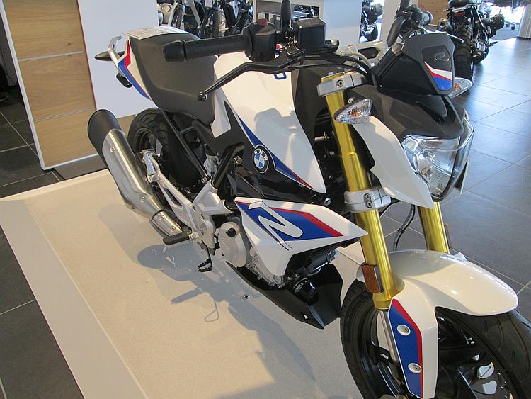 The all new G310R seen from the side in the showroom