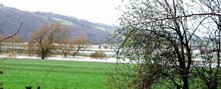 the valley floor of this farmland is filled with floodwaters near Caton, Lancaster