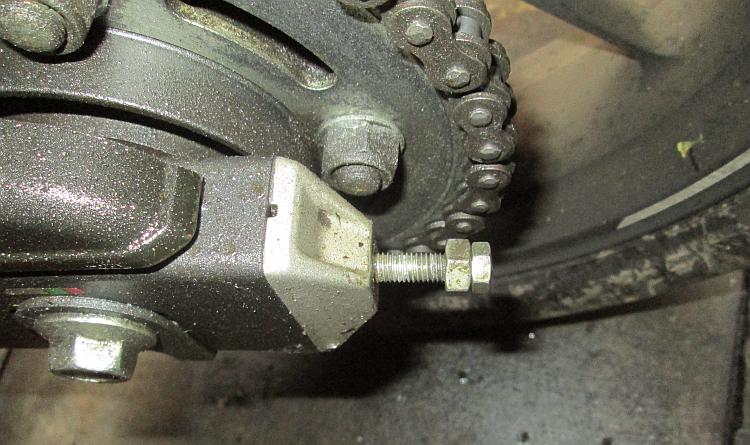 The chain adjusters on the CB500X have been loosened