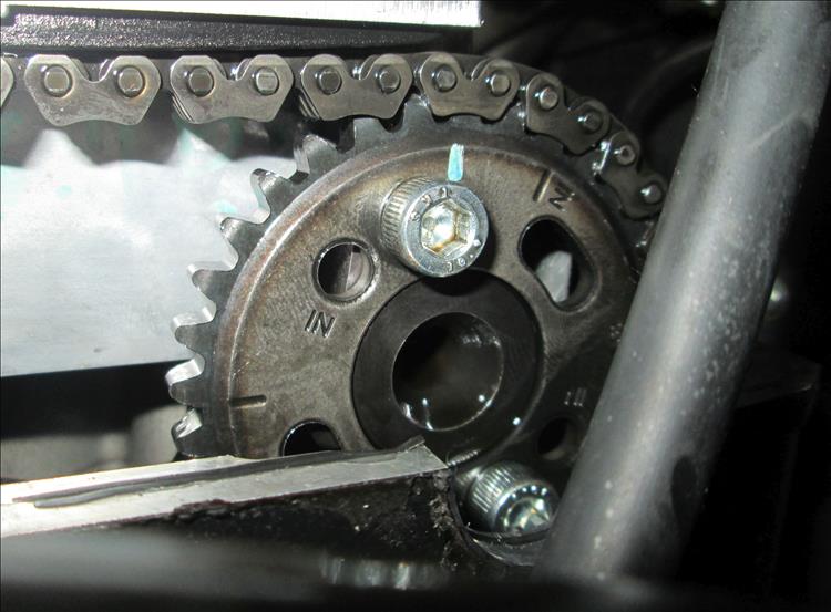 The exhaust cam sprocket has marking for both in and ex