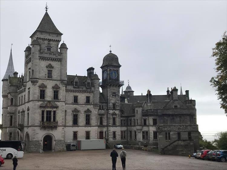 Dunrobin castle has spires and many rooms, more like a mansion than a fortress
