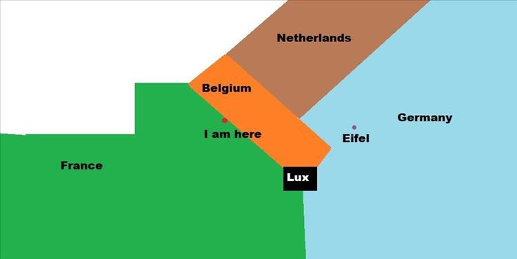 Ren's mental map of France, Belgium, Germany, Netherlands and Luxembourg