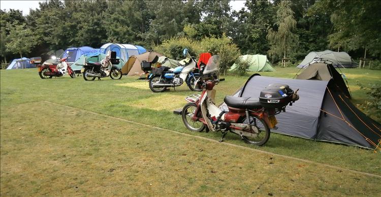 C90s, CD 200 Benly and stream liner, tent and campers at Ypres